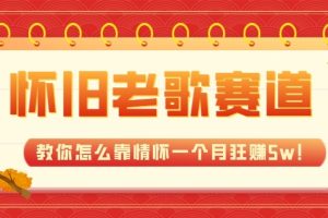 全新蓝海，怀旧老歌赛道，教你怎么靠情怀一个月狂赚5w（教程+700G素材）