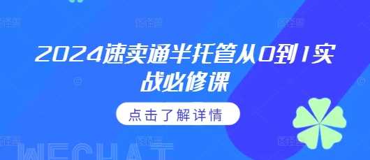 2024速卖通半托管从0到1实战必修课，掌握通投广告打法、熟悉速卖通半托管的政策细节