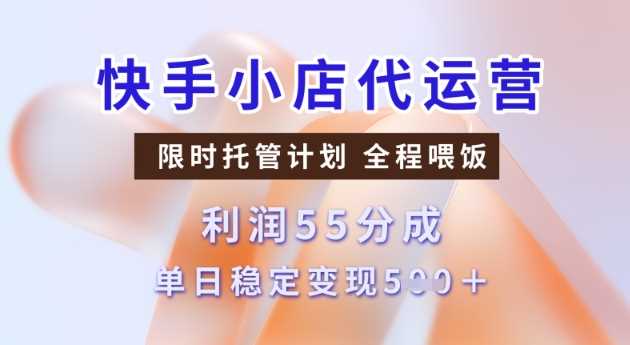 快手小店代运营3.0，模式新升级，收益55分，稳定单日5张【揭秘】